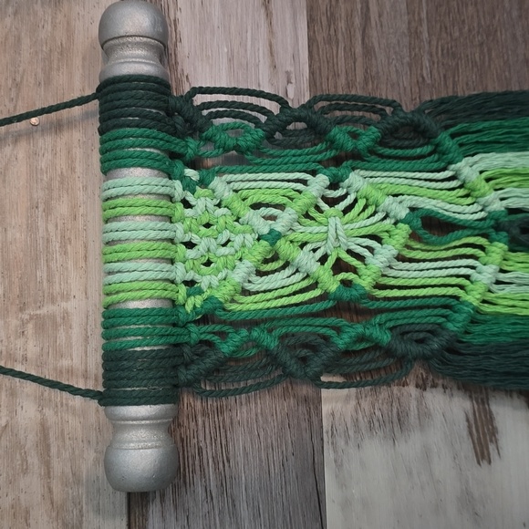 Macrame Boho Green Hues Wall Hanging - Picture 3 of 4